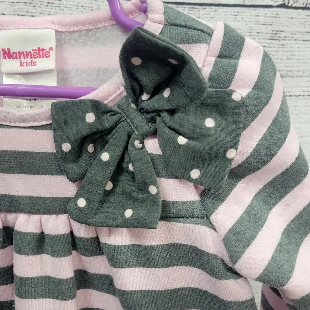 Nannette Baby Doll Sweatshirt w/Bow and Polka Dot Leggings Size 3T NWOT‎